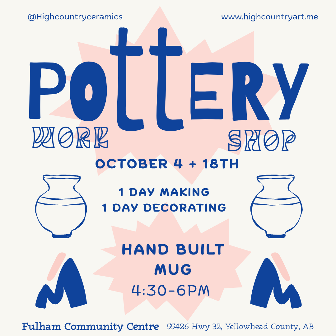 Advertisement for pottery workshop at Fulham Community Centre with dates, times, and details.