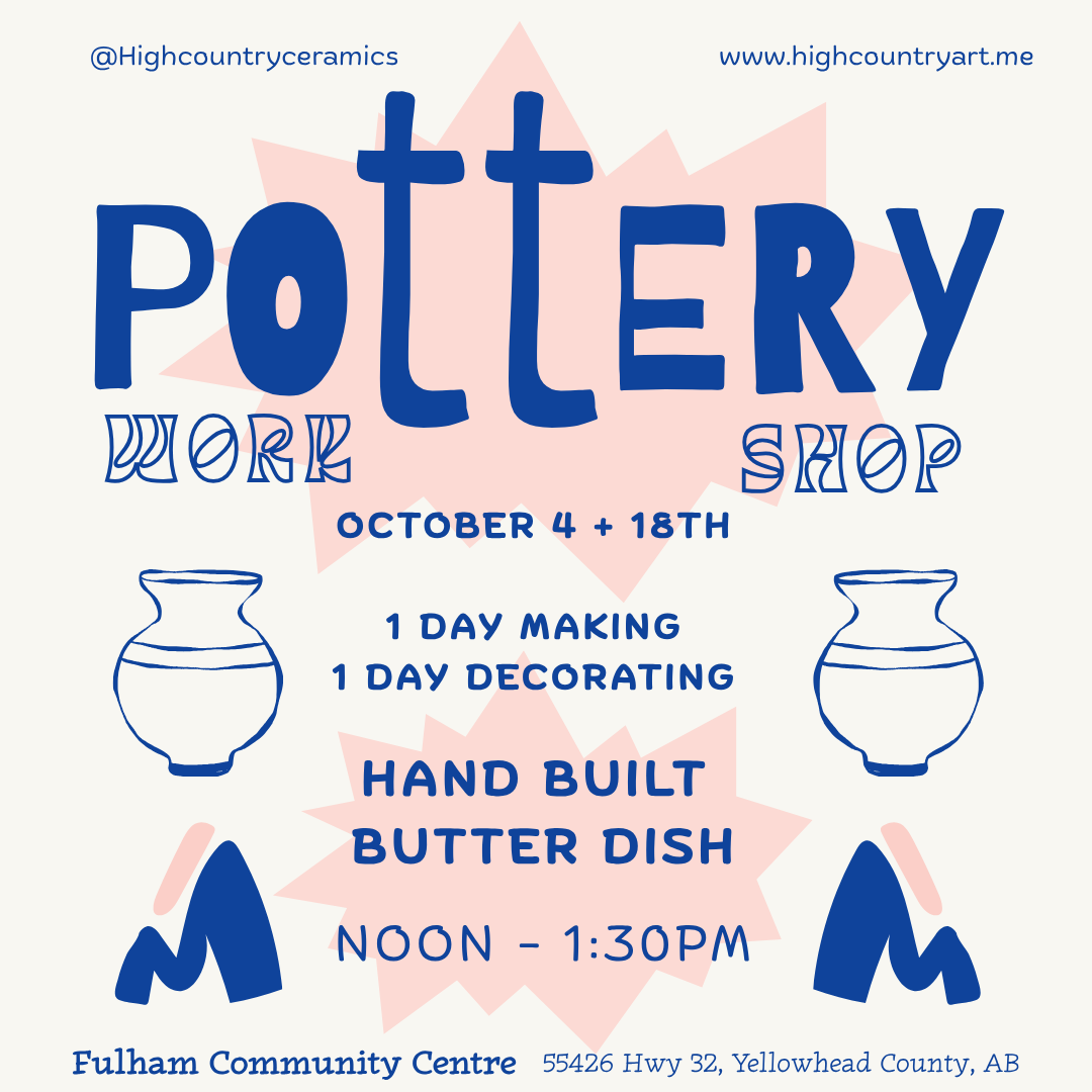 Advertisement for pottery workshop at Fulham Community Centre with dates, times, and details.