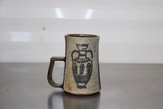 Wide Base Mug - Amphora Lino Print