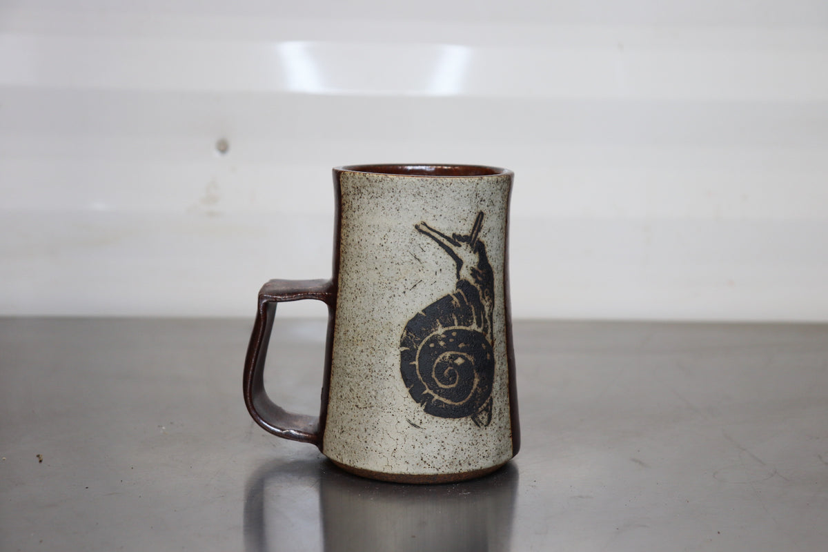 Wide Base Mug - Snail Lino Print