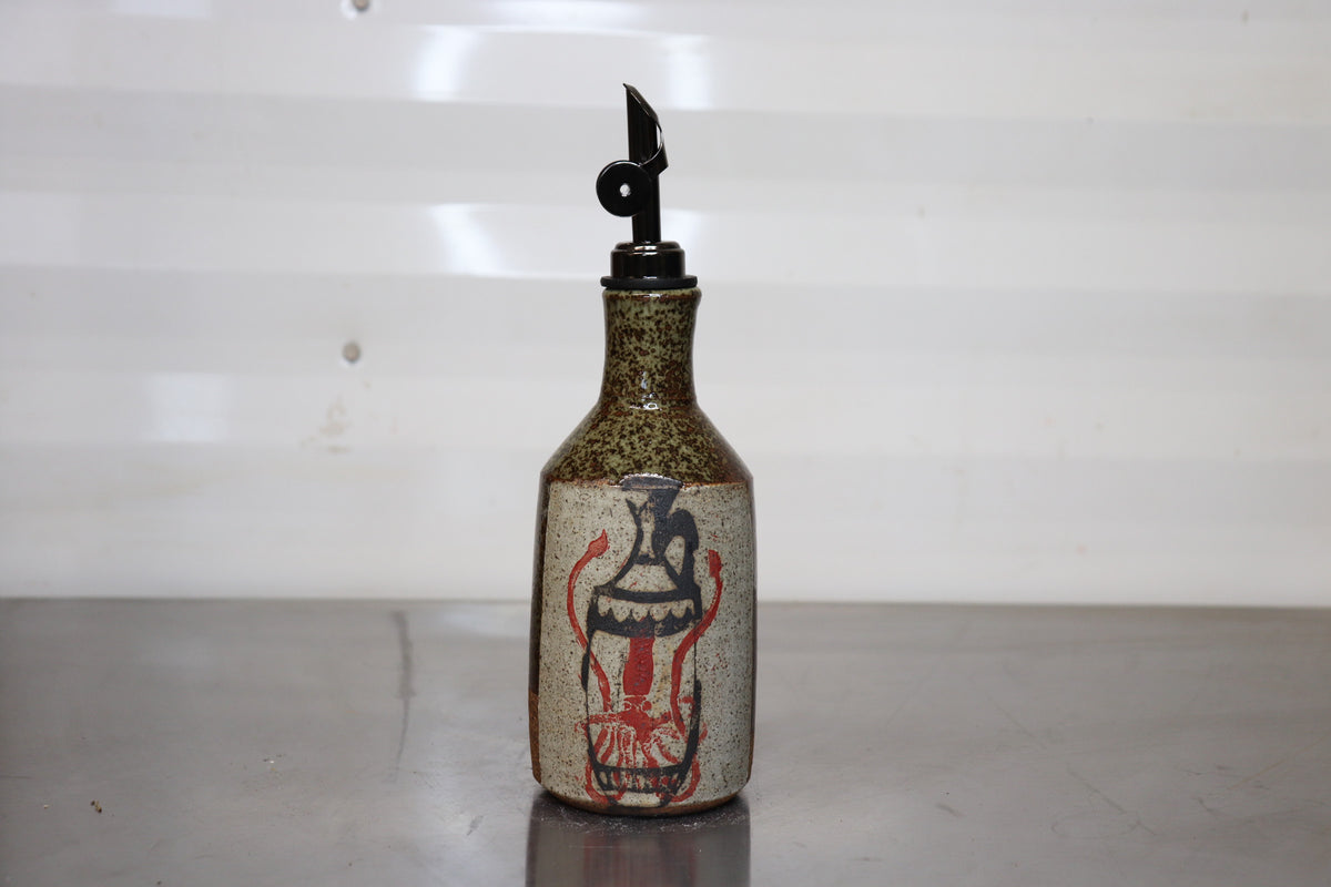 Oil Bottle - Amphora / Squid Lino Print